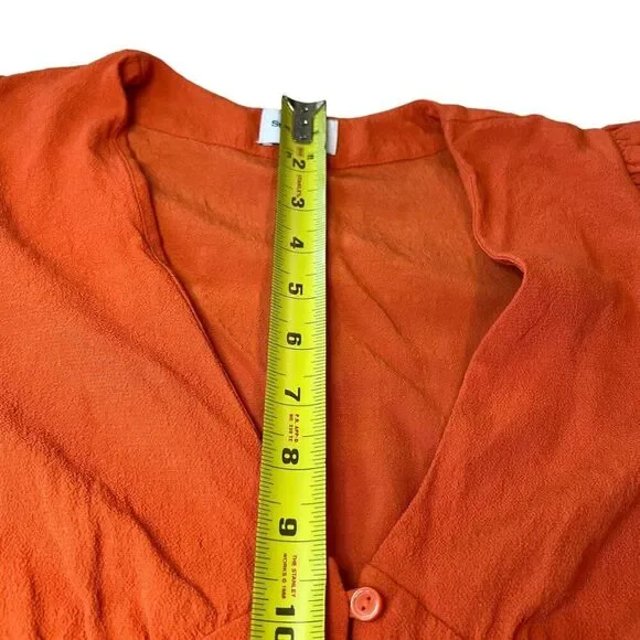 Aritzia Sunday Best Button Down Mini Dress Women Sz 4 Red Orange Short Sleeve - Picture 11 of 15